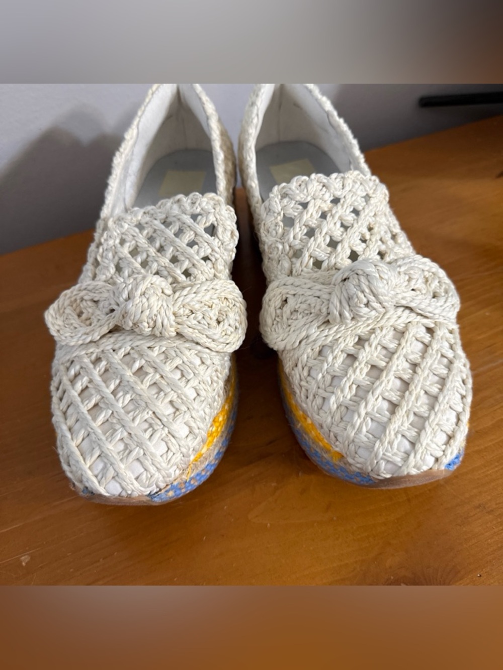 Dolce Vita Cream Crochet Slip-On Flats with Subtle Leopard Insole